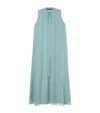 Marina Rinaldi Satin Embellished Midi Dress In Blue