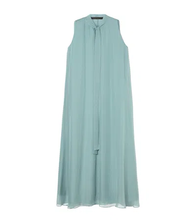 Marina Rinaldi Satin Embellished Midi Dress In Blue