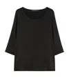 Marina Rinaldi Satin Scoop-neck Blouse In Black