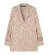 Marina Rinaldi Satin Textured Faraone Shirt In Neutral