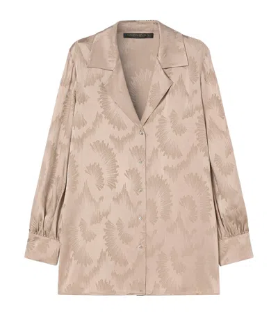 Marina Rinaldi Satin Textured Faraone Shirt In Neutral