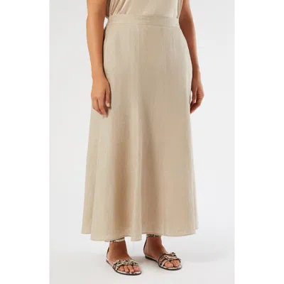 Marina Rinaldi Scamera Flax Linen Midi Skirt In Neutral