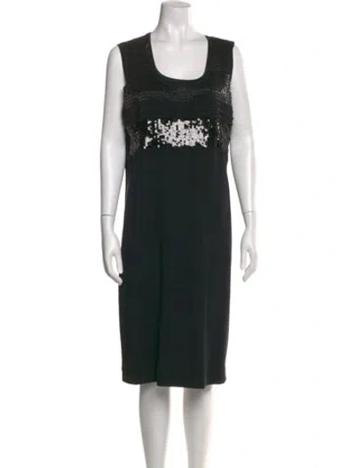 Pre-owned Marina Rinaldi Scoop Neck Knee-length Dress In Black