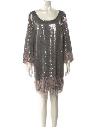 Pre-owned Marina Rinaldi Scoop Neck Knee-length Dress W/ Tags In Gray
