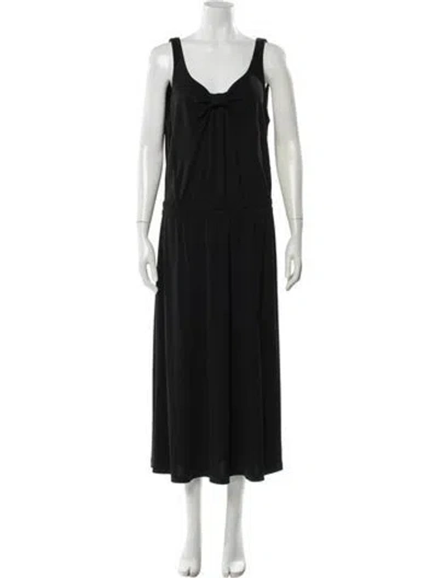 Pre-owned Marina Rinaldi Scoop Neck Long Dress In Black
