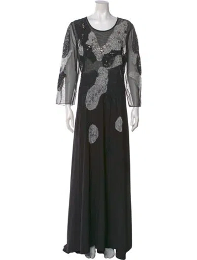 Pre-owned Marina Rinaldi Scoop Neck Long Dress W/ Tags In Black