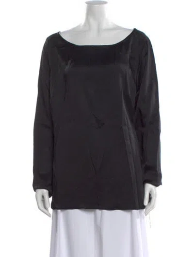 Pre-owned Marina Rinaldi Scoop Neck Long Sleeve Blouse In Black