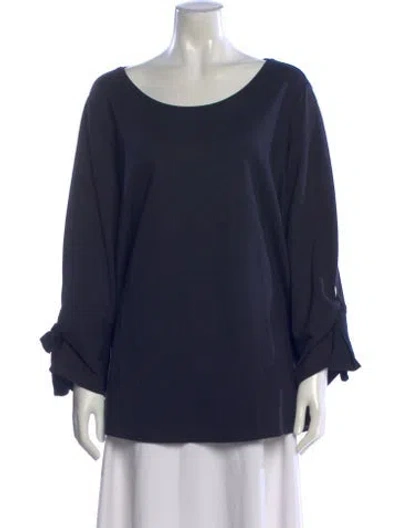 Pre-owned Marina Rinaldi Scoop Neck Long Sleeve Top In Blue