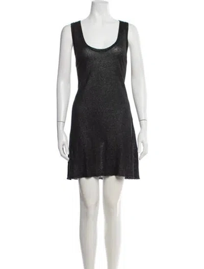 Pre-owned Marina Rinaldi Scoop Neck Midi Length Dress In Gray