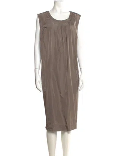 Pre-owned Marina Rinaldi Scoop Neck Midi Length Dress In Neutral
