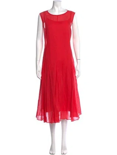 Pre-owned Marina Rinaldi Scoop Neck Midi Length Dress In Red