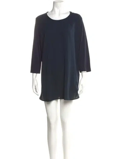 Pre-owned Marina Rinaldi Scoop Neck Mini Dress In Blue