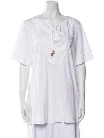 Pre-owned Marina Rinaldi Scoop Neck Short Sleeve Tunic W/ Tags In White