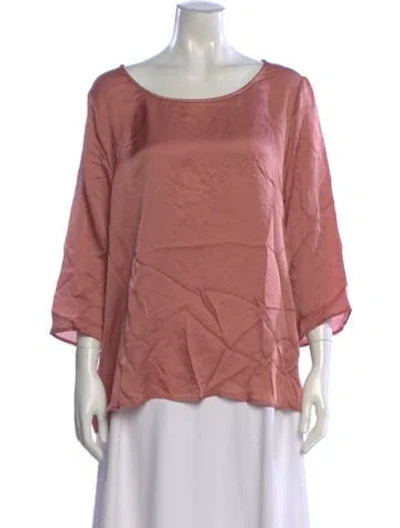 Pre-owned Marina Rinaldi Scoop Neck Three-quarter Sleeve Blouse In Pink