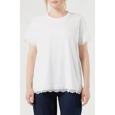 Marina Rinaldi Sebano Scallop Lace Trim T-shirt In Optical White