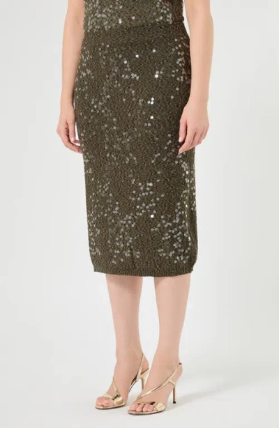 Marina Rinaldi Crystal-embellished Knitted Skirt In Brown