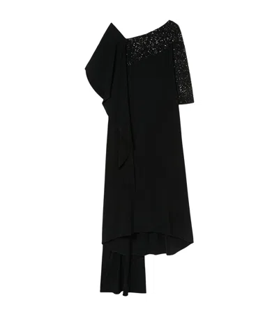 Marina Rinaldi Sequin Crepe Maxi Dress In Black