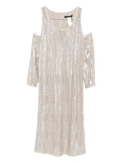 Marina Rinaldi Sequin-embellished Midi Dress In Neutral
