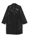 Marina Rinaldi Sequin-embellished Wool-blend Coat In Black