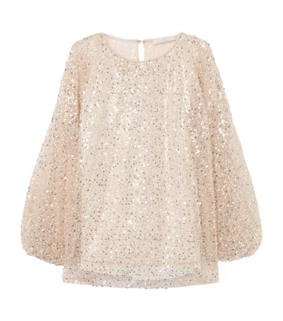 Marina Rinaldi Sequin-embellished Blouse In Neutral