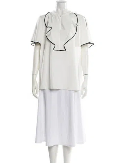 Pre-owned Marina Rinaldi Short Sleeve Blouse In White