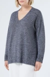 Marina Rinaldi Sierra V-neck Wool Blend Sweater In Blue