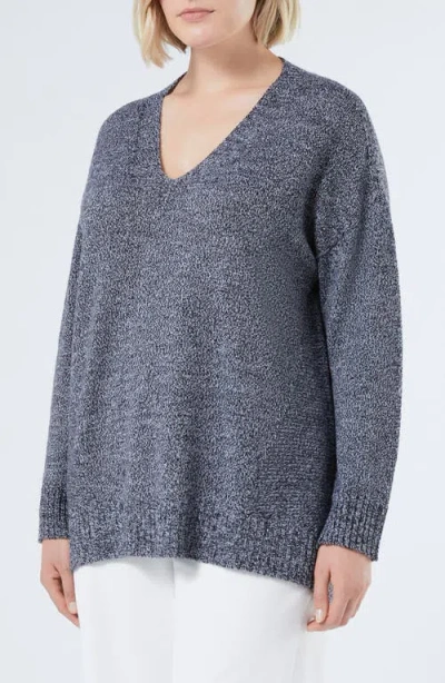 Marina Rinaldi Sierra V-neck Wool Blend Sweater In Multi