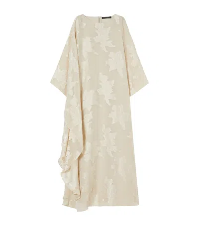 Marina Rinaldi Silk-blend Fil Coupé Muslin Sughero Maxi Dress In Sand