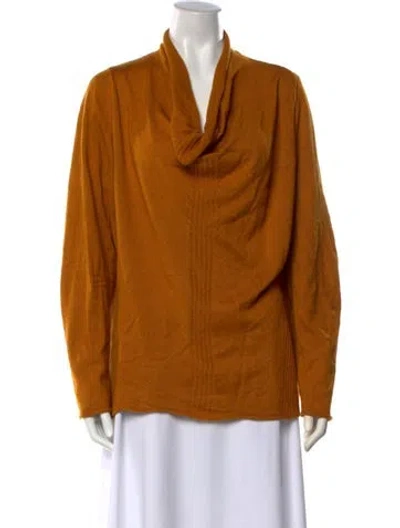 Pre-owned Marina Rinaldi Silk Cowl Neck Sweater In Brown