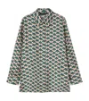 Marina Rinaldi Yelina Geometric Print Silk Button-up Shirt In Green