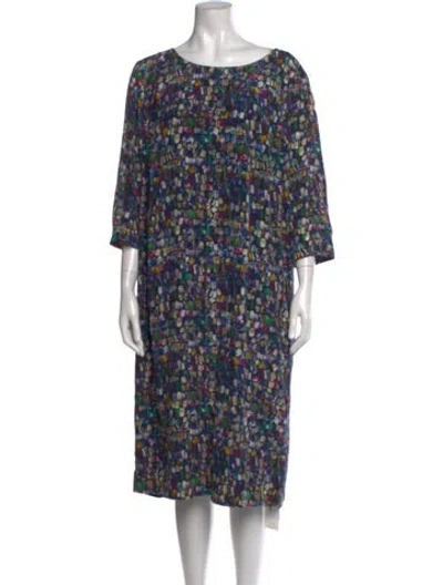 Pre-owned Marina Rinaldi Silk Knee-length Dress In Blue