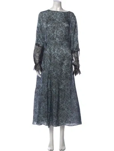 Pre-owned Marina Rinaldi Silk Long Dress In Blue