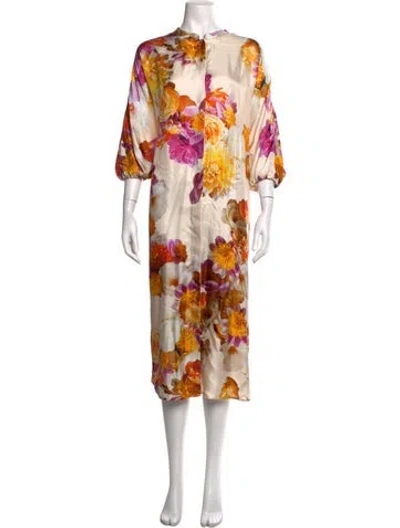 Pre-owned Marina Rinaldi Silk Long Dress In Neutrals