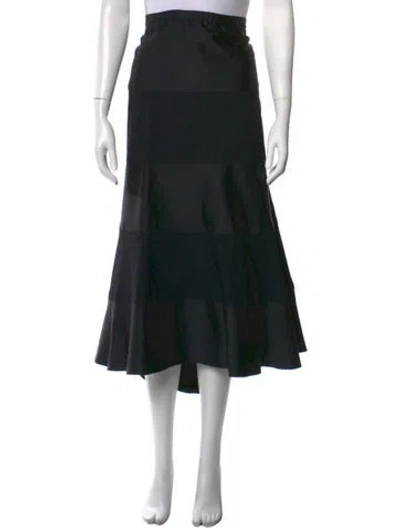 Pre-owned Marina Rinaldi Silk Long Skirt In Black