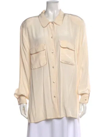 Pre-owned Marina Rinaldi Silk Long Sleeve Blouse In Neutral