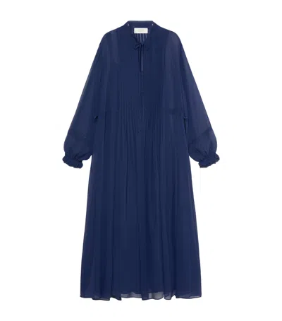 Marina Rinaldi Silk Midi Dress In Blue
