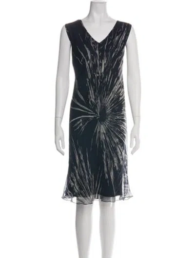 Pre-owned Marina Rinaldi Silk Midi Length Dress In Black
