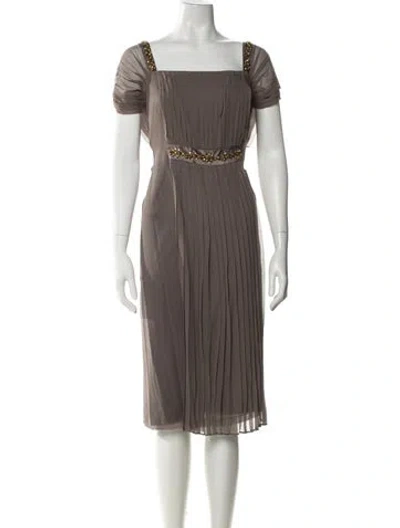 Pre-owned Marina Rinaldi Silk Midi Length Dress In Neutral