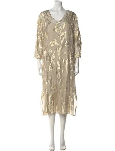 Pre-owned Marina Rinaldi Silk Midi Length Dress In Neutral