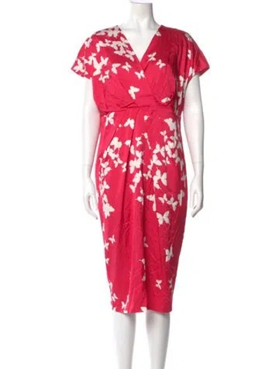 Pre-owned Marina Rinaldi Silk Midi Length Dress In Pink