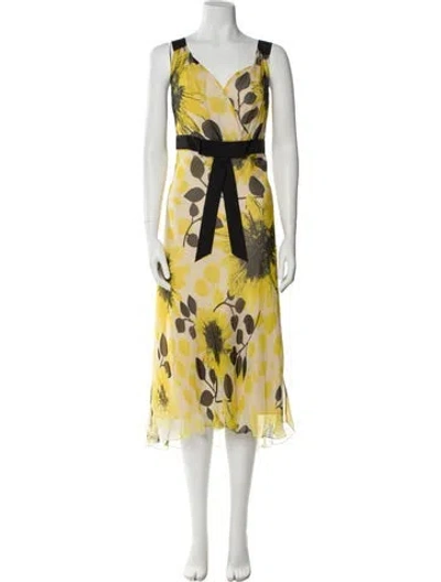 Pre-owned Marina Rinaldi Silk Midi Length Dress W/ Tags In Multi