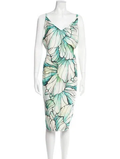 Pre-owned Marina Rinaldi Silk Midi Length Dress In White