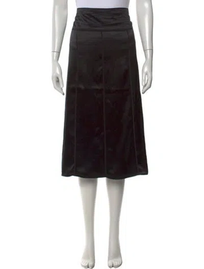 Pre-owned Marina Rinaldi Silk Midi Length Skirt In Black