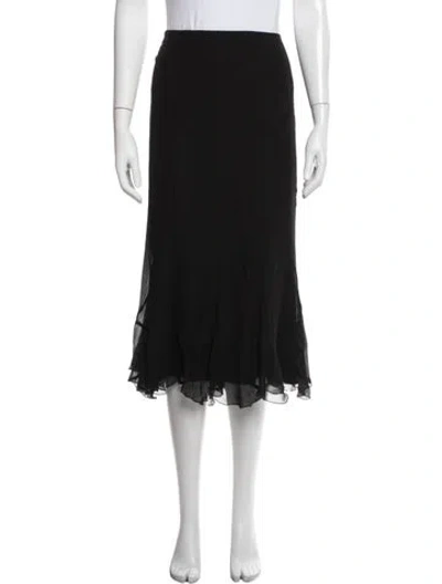 Pre-owned Marina Rinaldi Silk Midi Length Skirt In Black