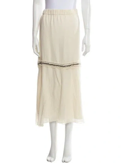 Pre-owned Marina Rinaldi Silk Midi Length Skirt In Neutral