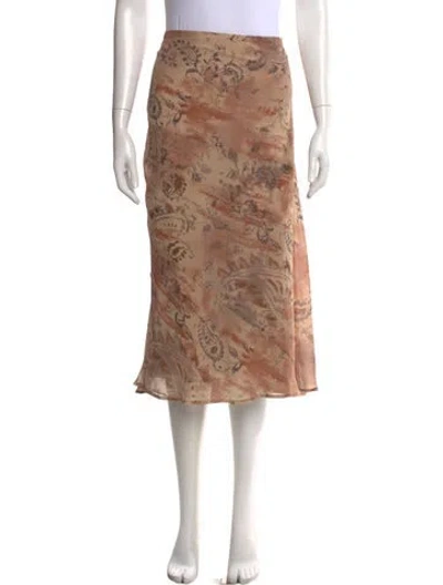 Pre-owned Marina Rinaldi Silk Midi Length Skirt In Neutral