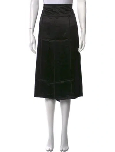 Pre-owned Marina Rinaldi Silk Midi Length Skirt W/ Tags In Black