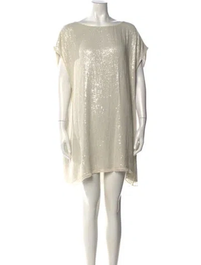 Pre-owned Marina Rinaldi Silk Mini Dress In Neutral