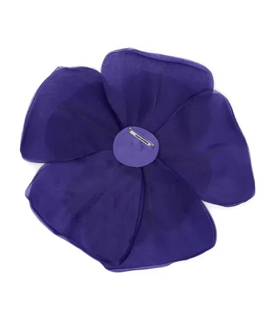 Marina Rinaldi Silk Organza Flower Brooch In Purple