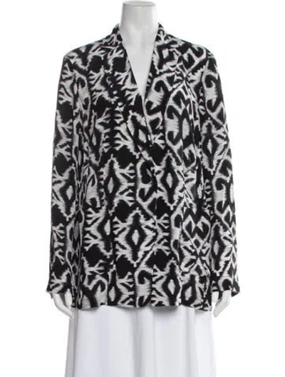 Pre-owned Marina Rinaldi Silk Patterned Blazer In Black